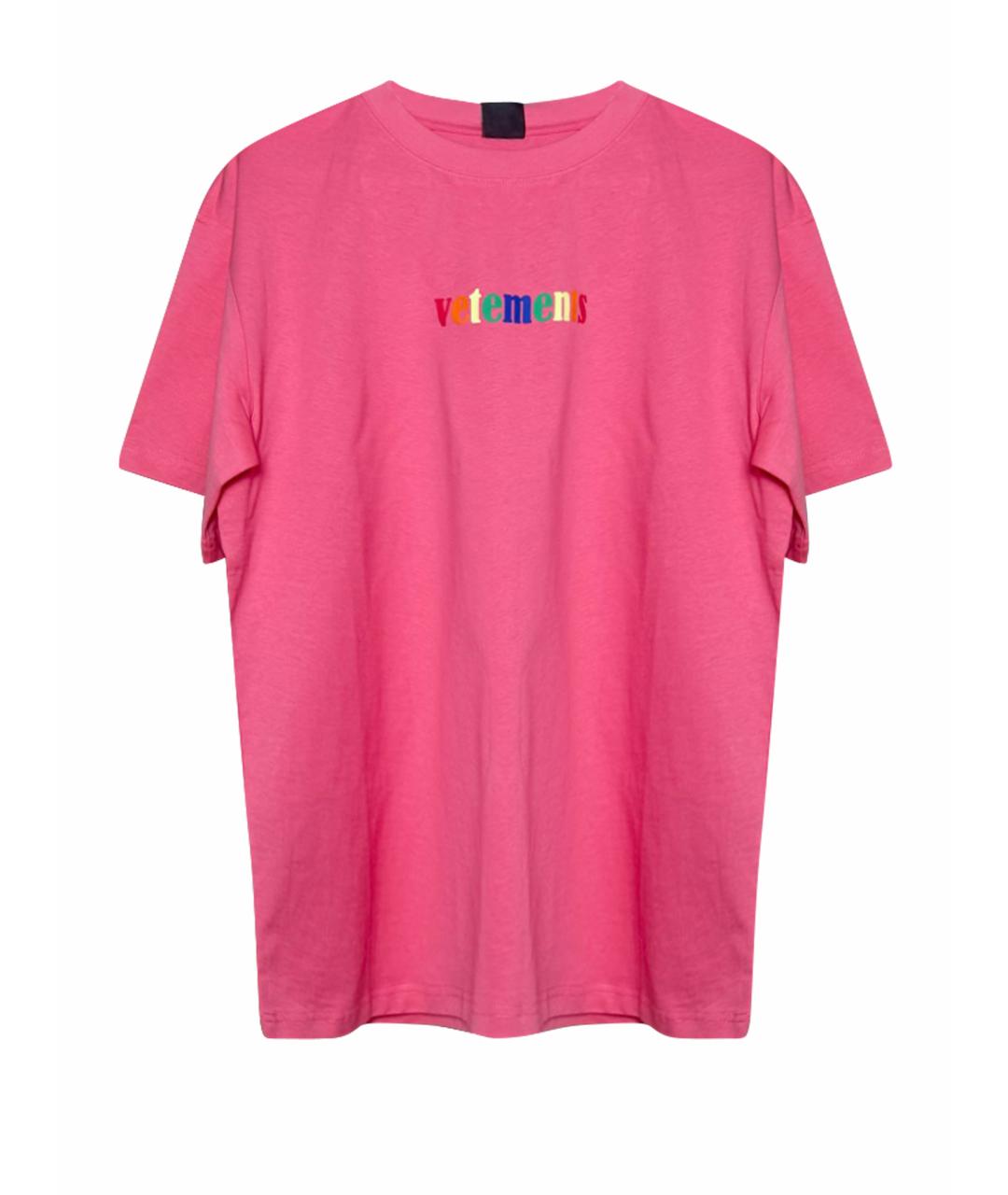 VETEMENTS Розовая хлопковая футболка, фото 1