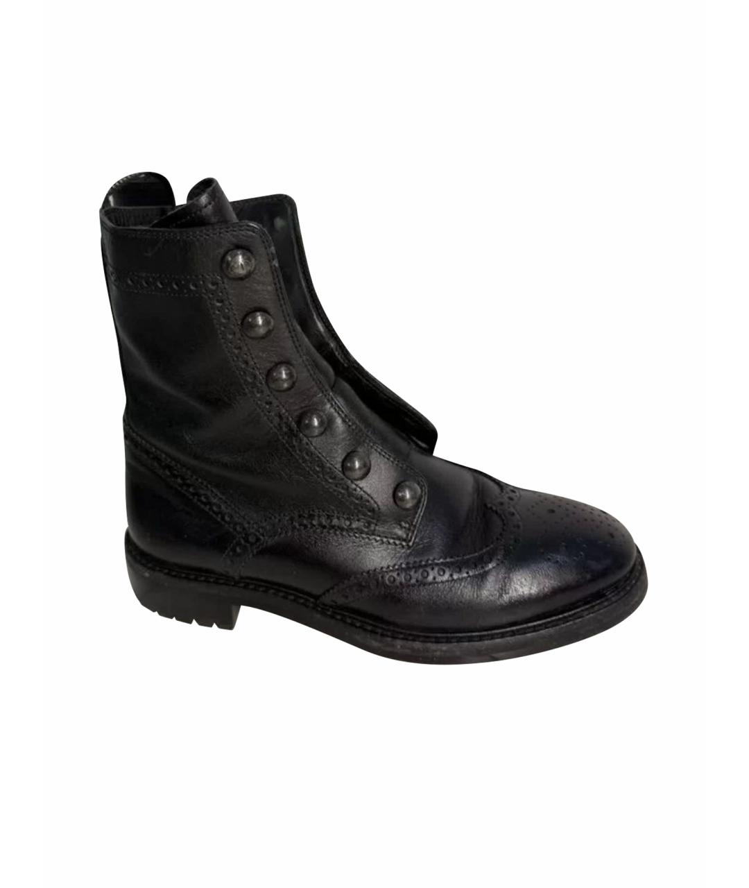 CHRISTIAN DIOR Черные кожаные ботинки, фото 1