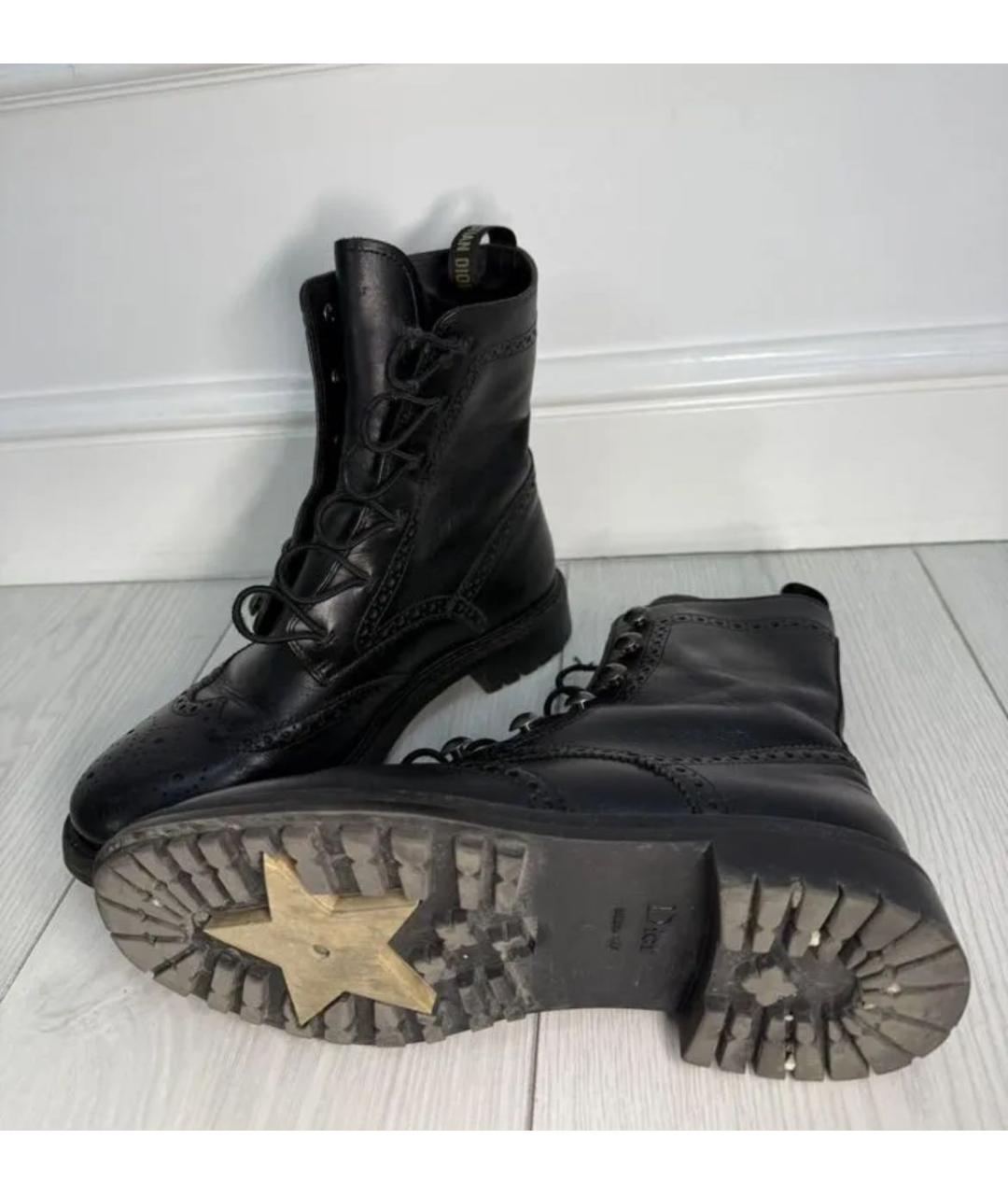 CHRISTIAN DIOR Черные кожаные ботинки, фото 5