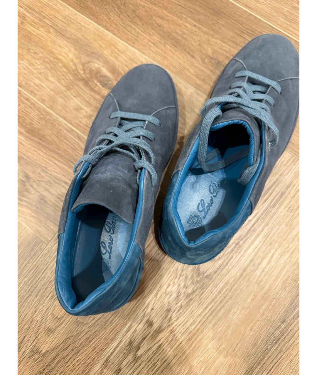 LORO PIANA Синие замшевые кеды, фото 7