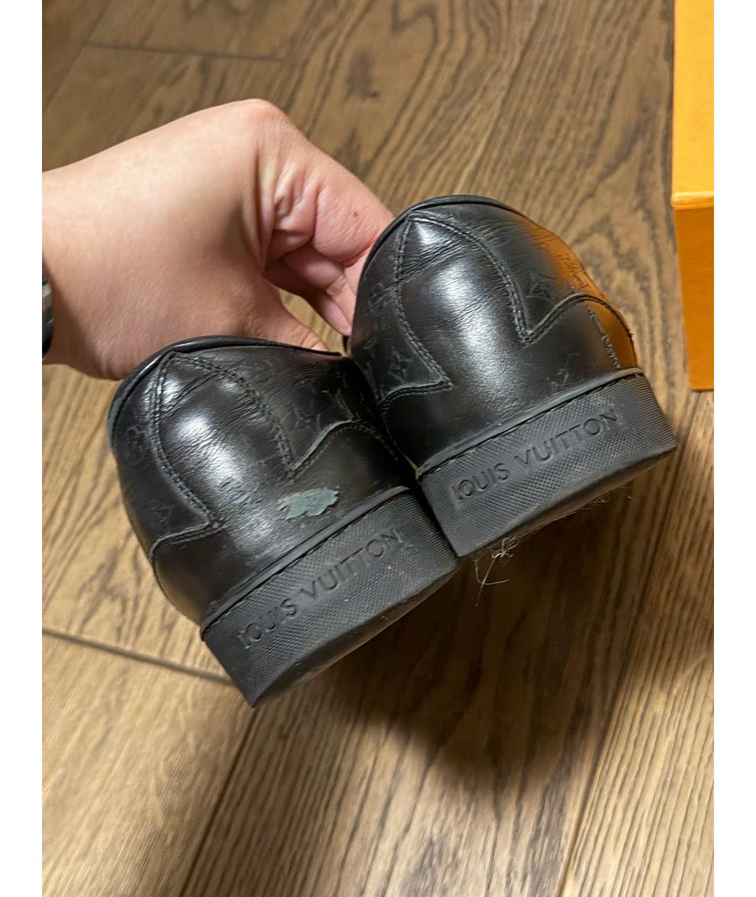 LOUIS VUITTON Черные кожаные кеды, фото 4