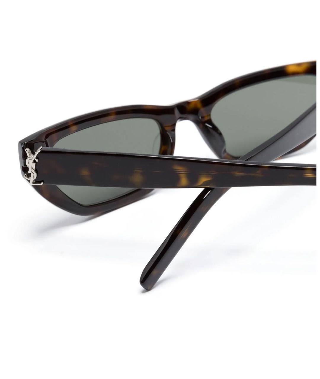 SAINT LAURENT Коричневые пластиковые солнцезащитные очки, фото 3