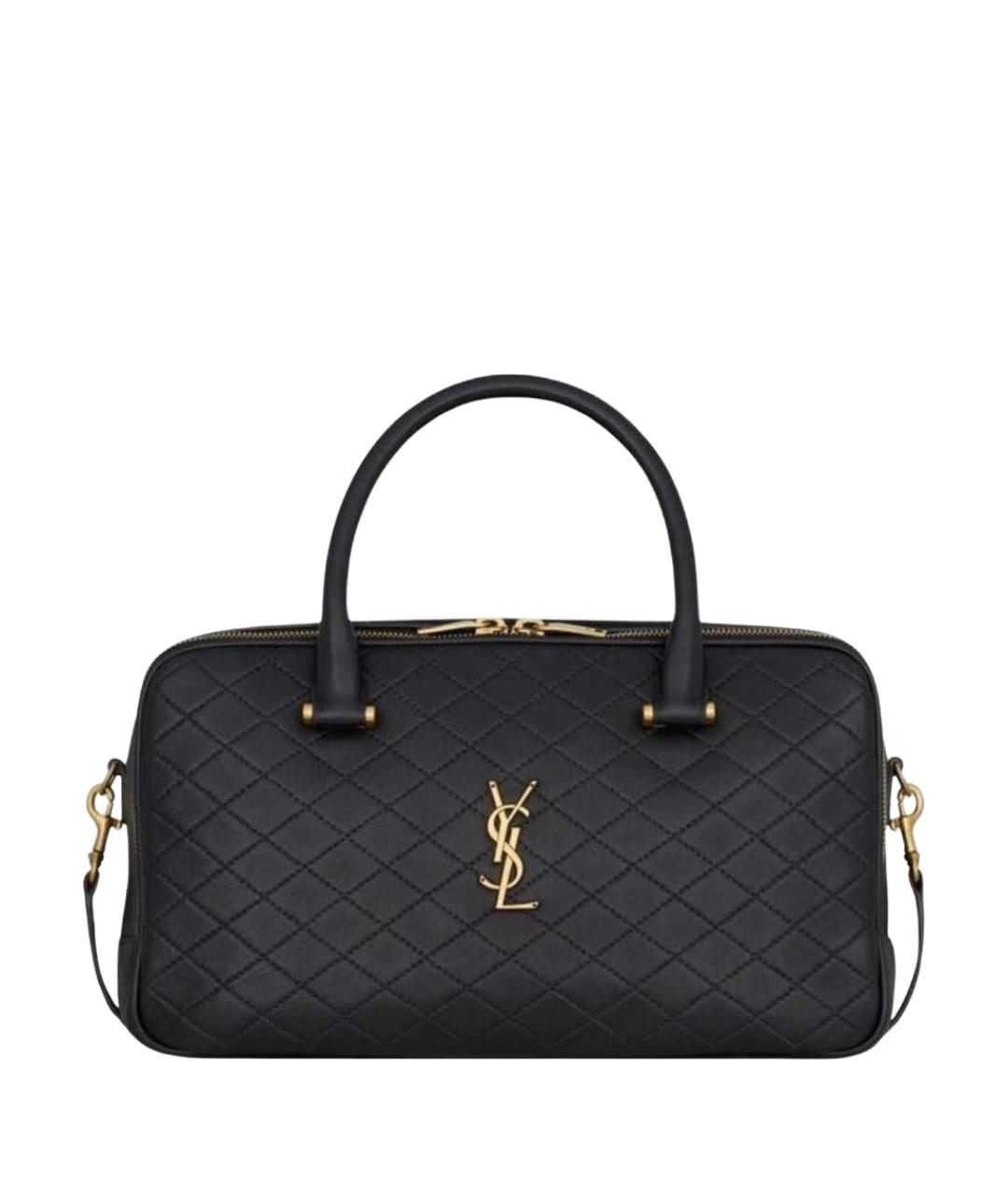 SAINT LAURENT Черная кожаная сумка с короткими ручками, фото 1