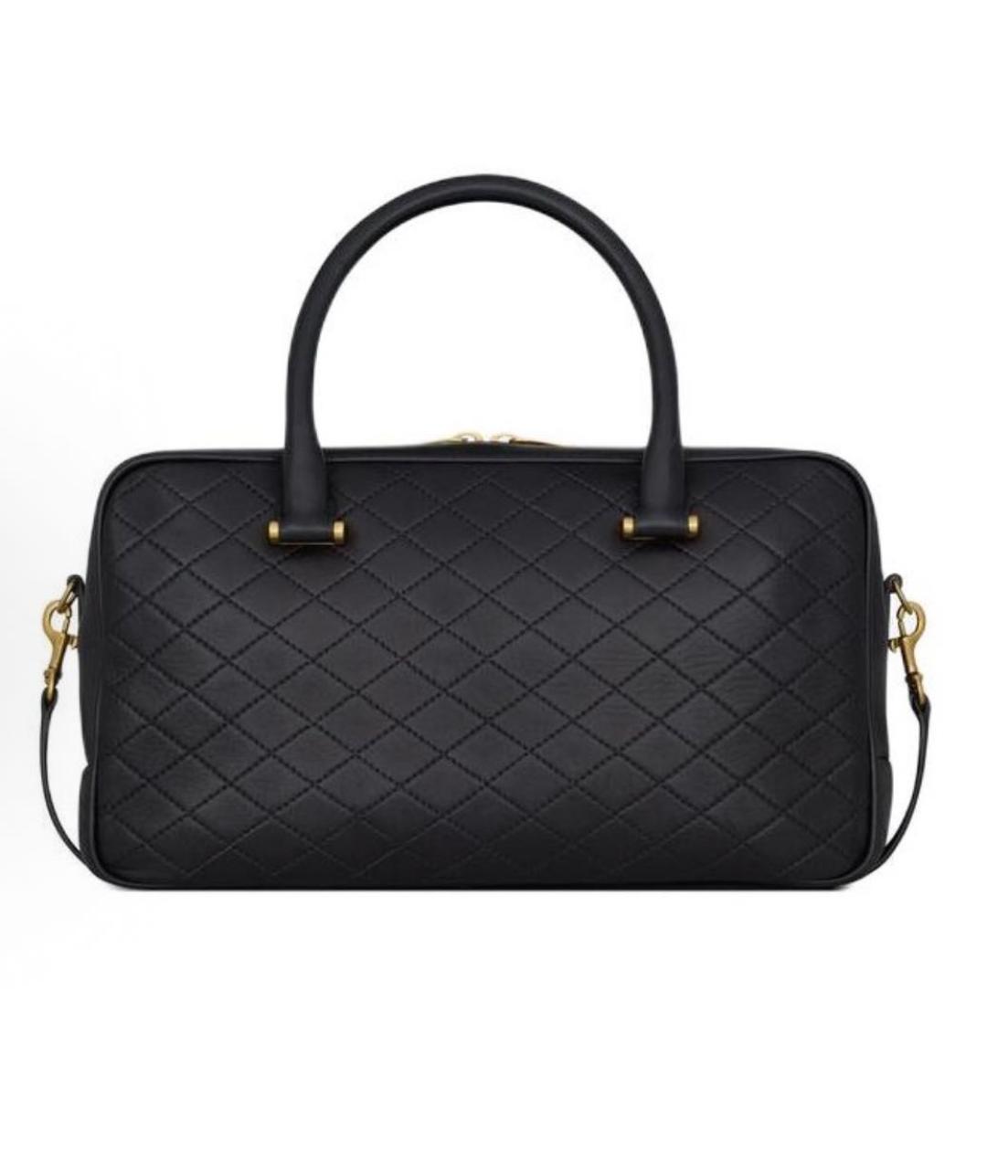 SAINT LAURENT Черная кожаная сумка с короткими ручками, фото 3