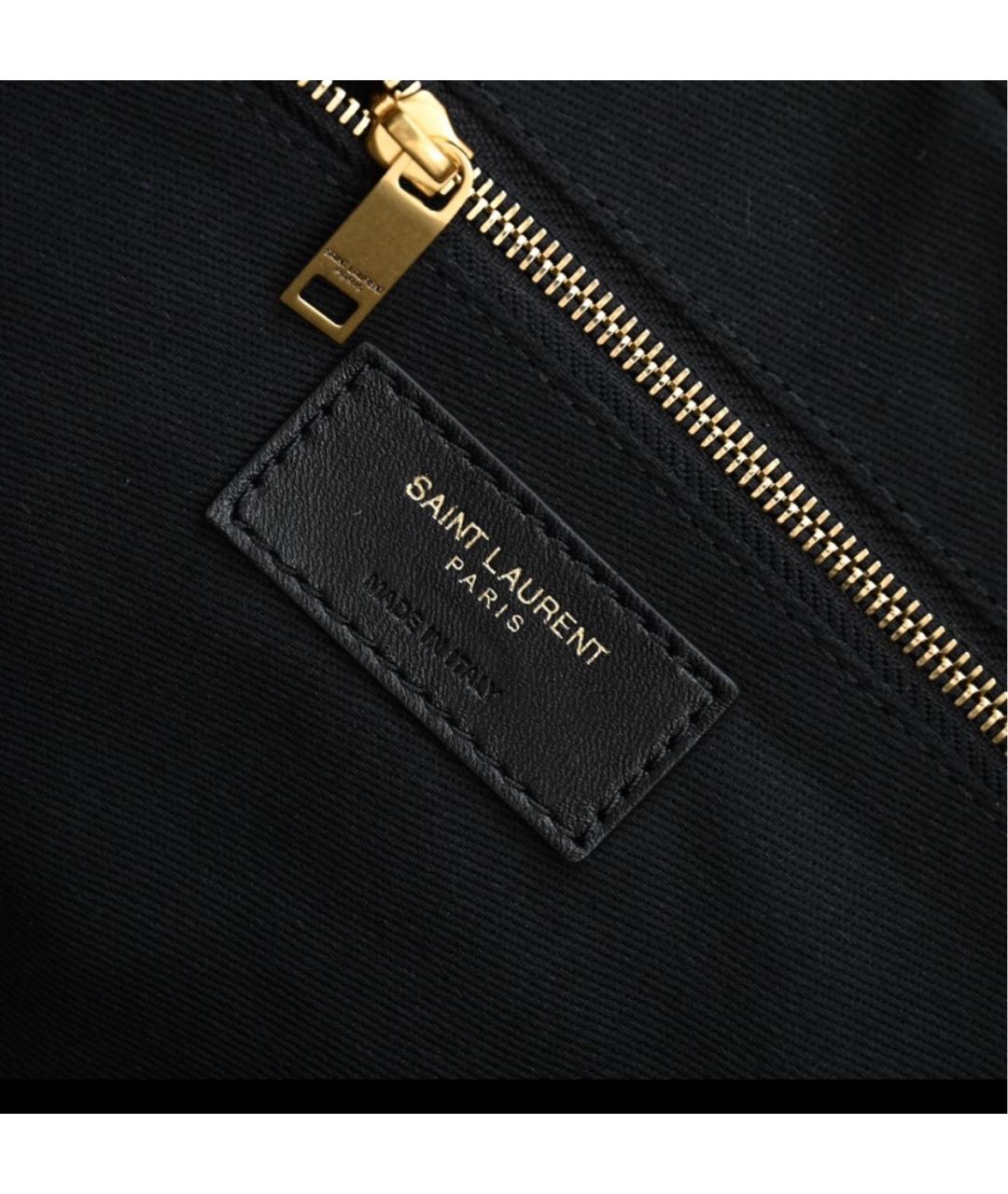 SAINT LAURENT Черная кожаная сумка с короткими ручками, фото 8