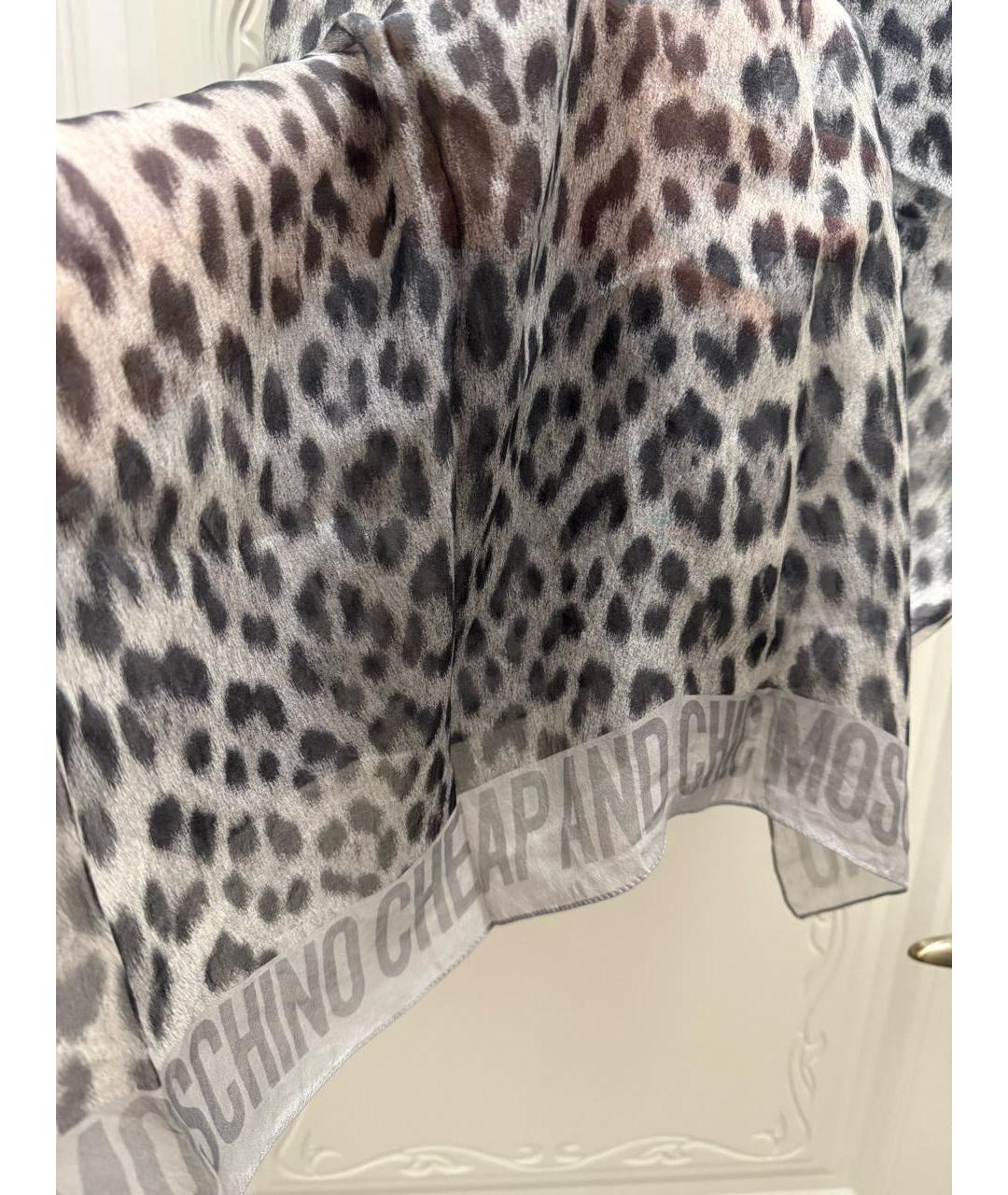 MOSCHINO Серый шелковый шарф, фото 6