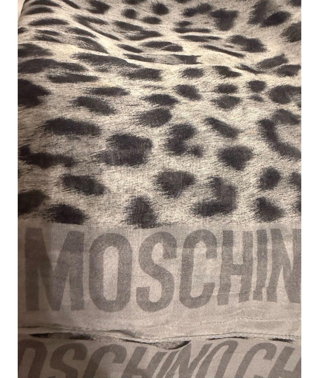 MOSCHINO Серый шелковый шарф, фото 3