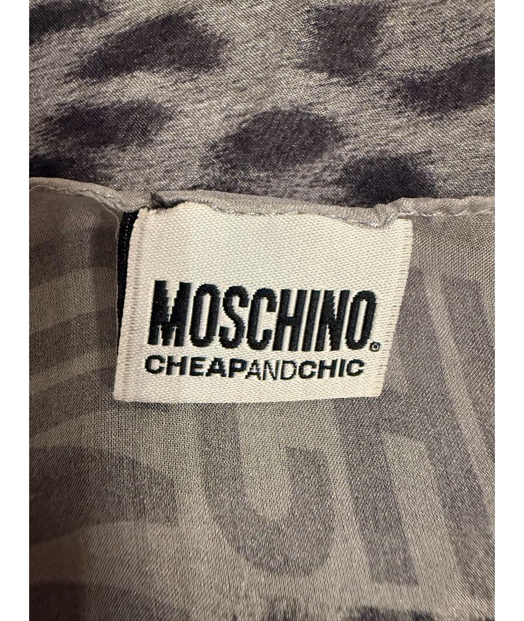 MOSCHINO Серый шелковый шарф, фото 4