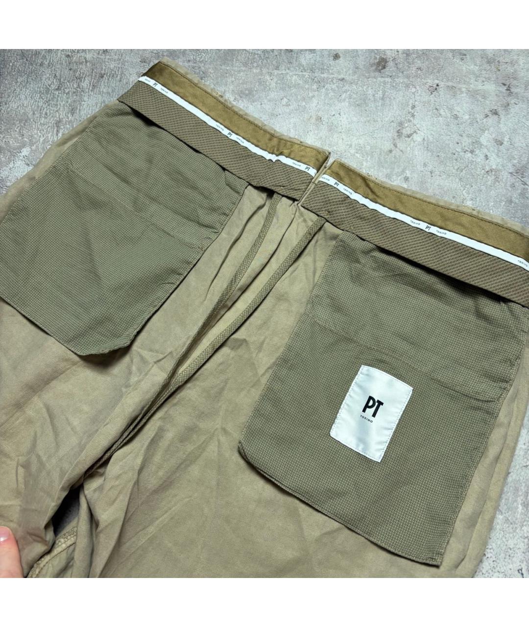 PT TORINO Бежевые льняные шорты, фото 3