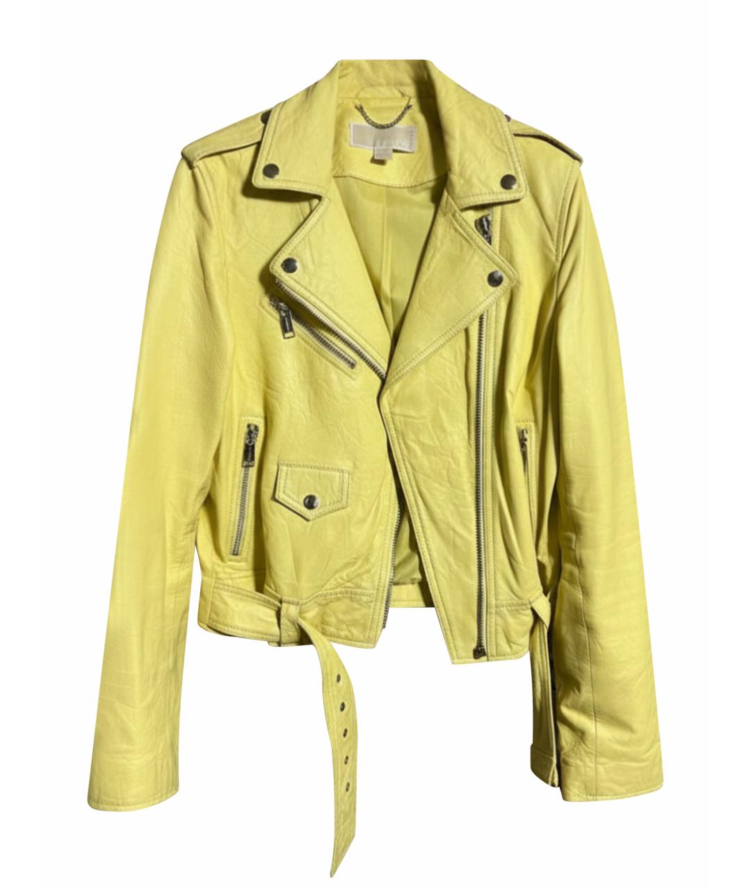 MICHAEL KORS Желтая кожаная куртка, фото 1