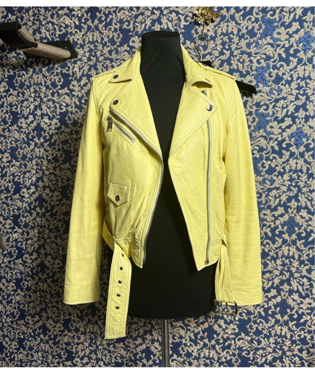 MICHAEL KORS Желтая кожаная куртка, фото 9