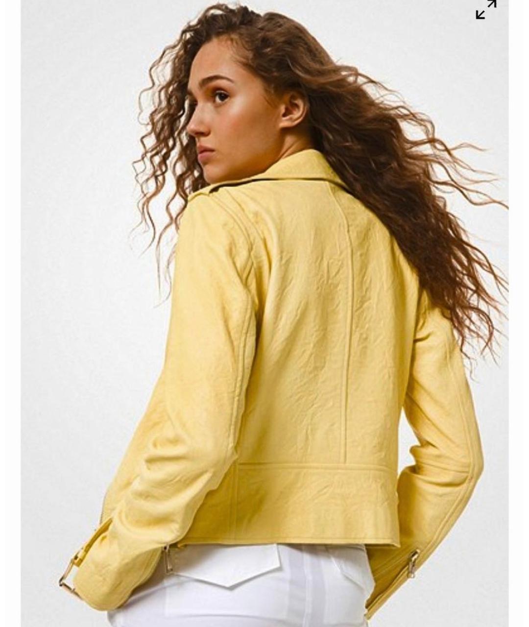 MICHAEL KORS Желтая кожаная куртка, фото 2