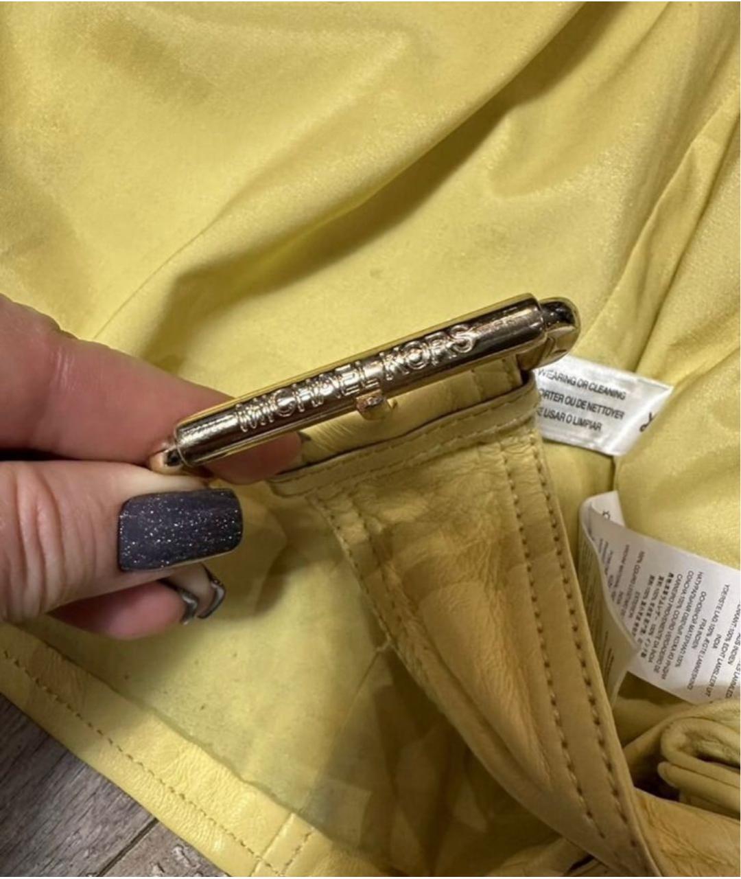 MICHAEL KORS Желтая кожаная куртка, фото 4