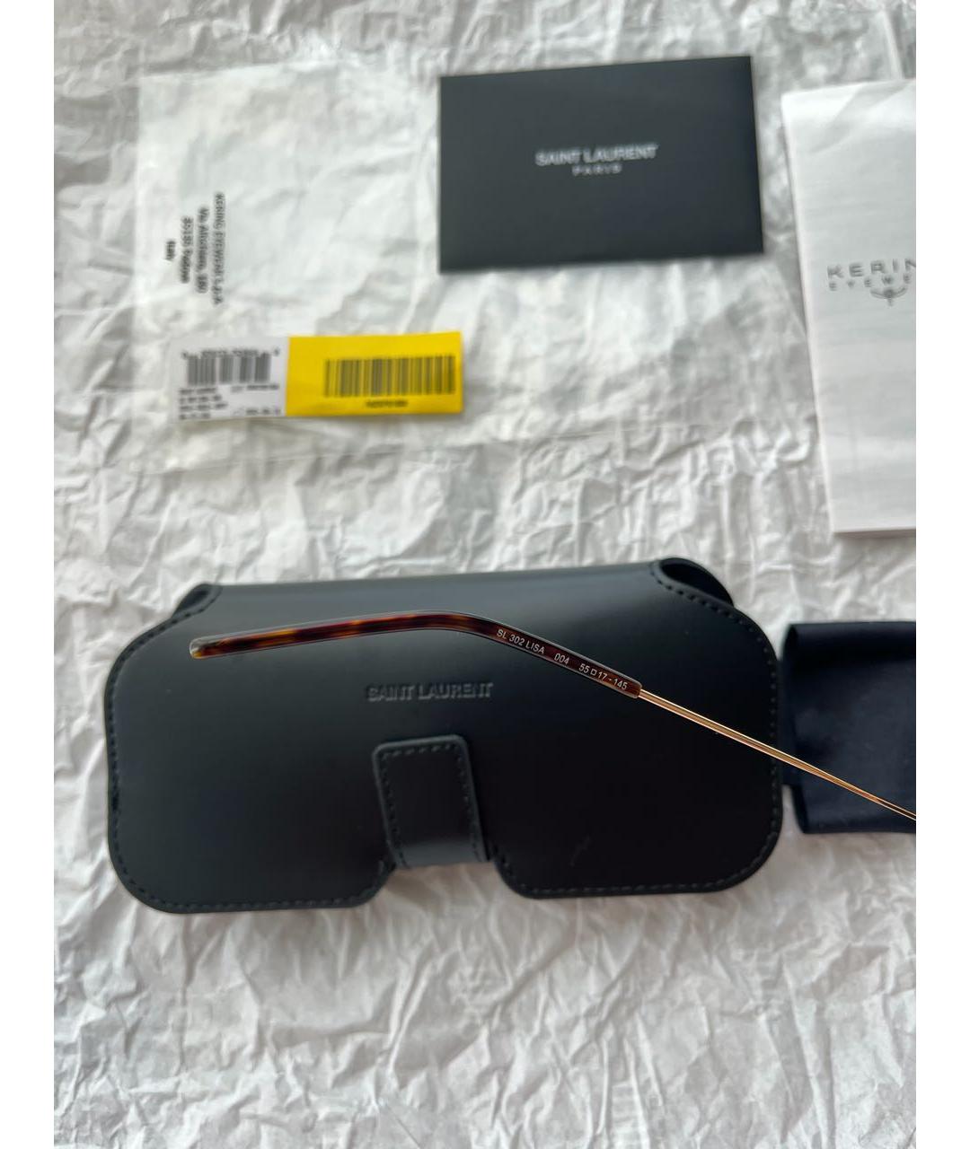 SAINT LAURENT Золотые металлические солнцезащитные очки, фото 5