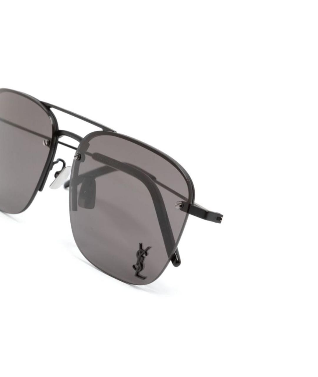SAINT LAURENT Черные металлические солнцезащитные очки, фото 3