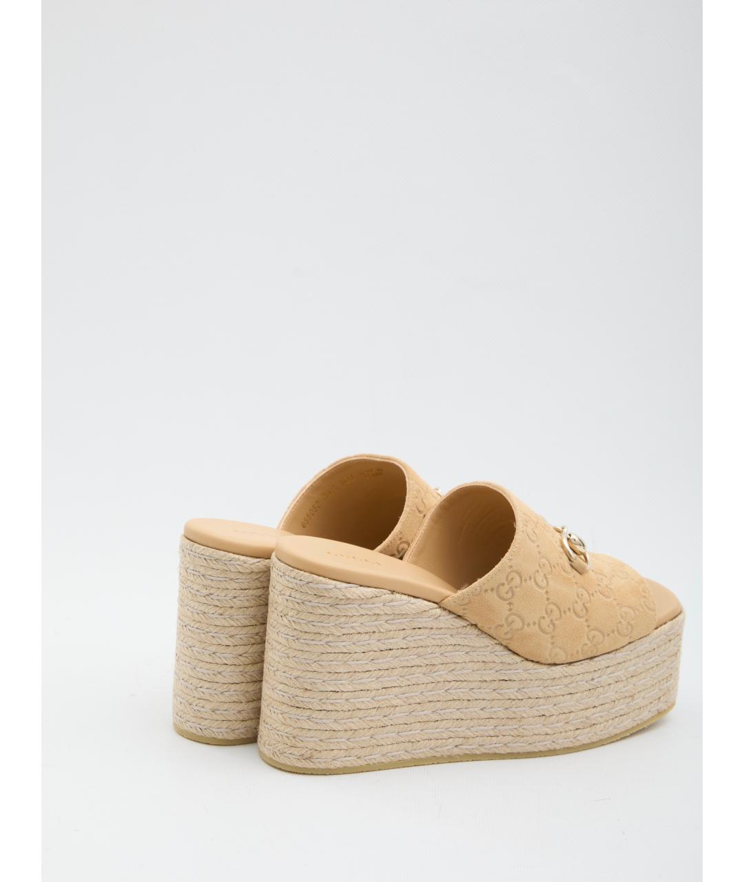 GUCCI Бежевые кожаные сандалии, фото 3