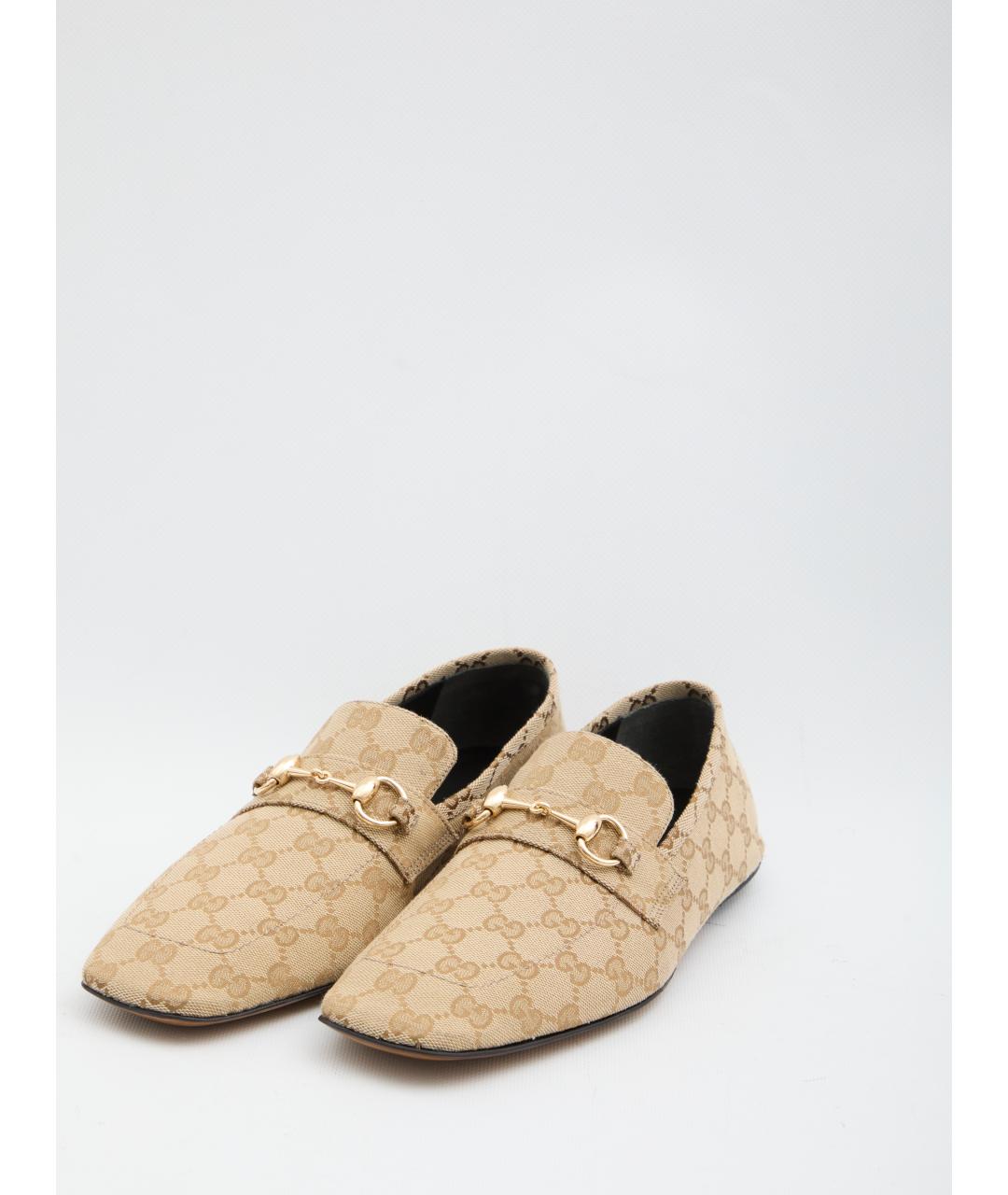 GUCCI Бежевые текстильные лоферы, фото 2