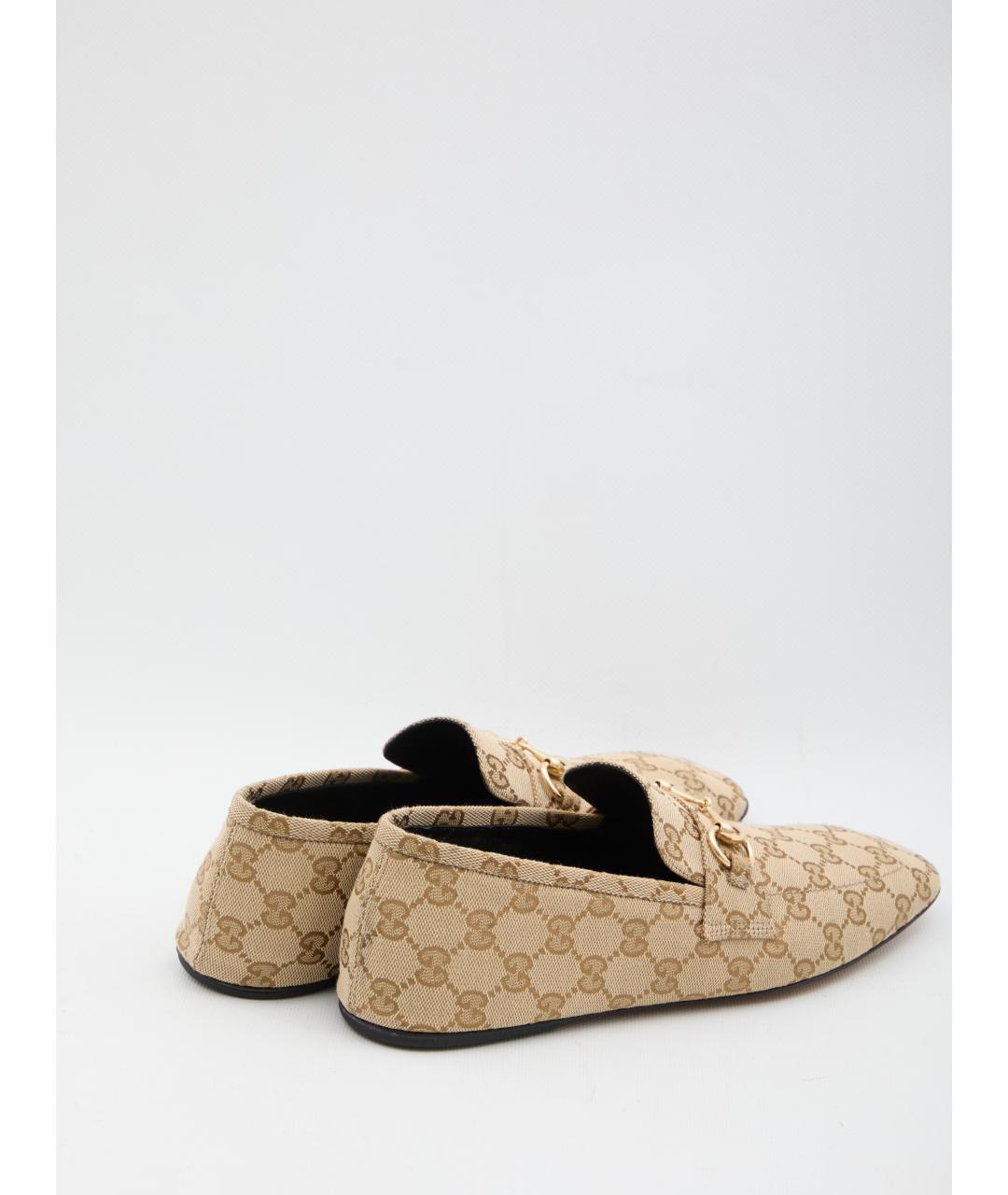 GUCCI Бежевые текстильные лоферы, фото 3