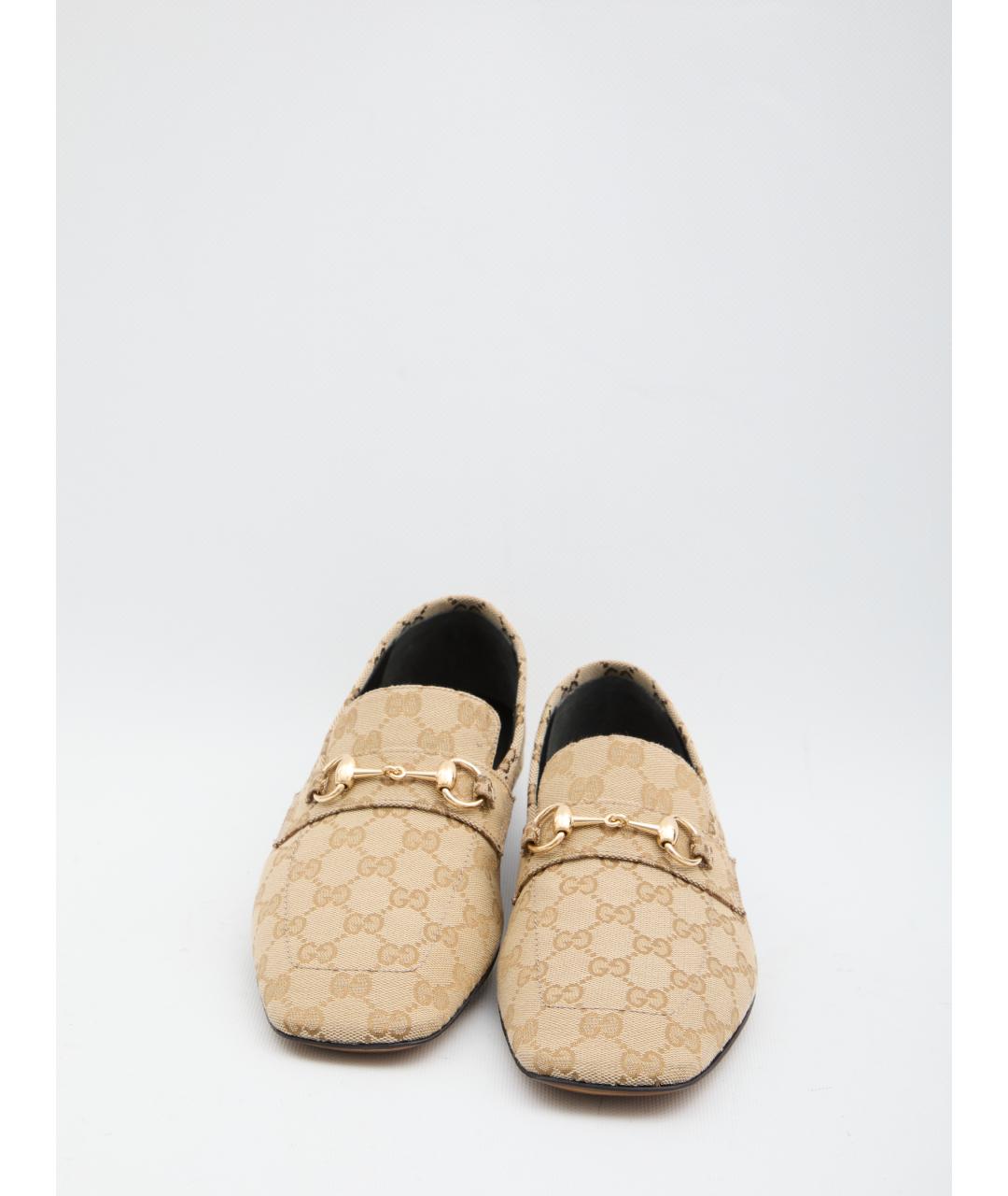 GUCCI Бежевые текстильные лоферы, фото 5