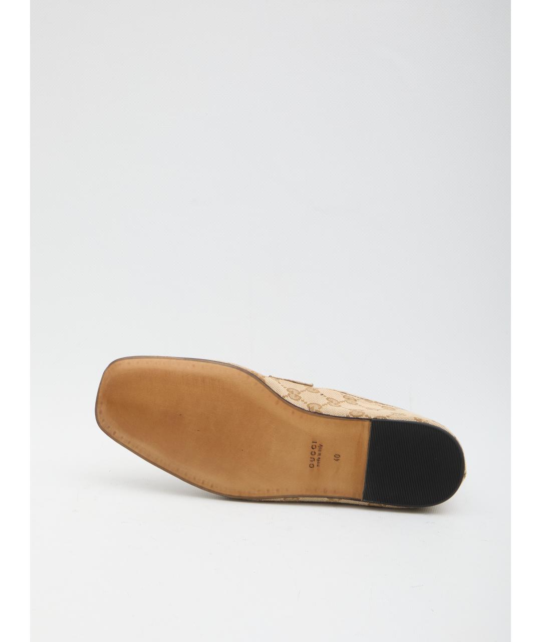 GUCCI Бежевые текстильные лоферы, фото 4