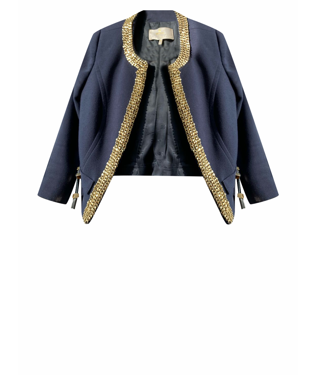 ELISABETTA FRANCHI Синий шерстяной жакет/пиджак, фото 1