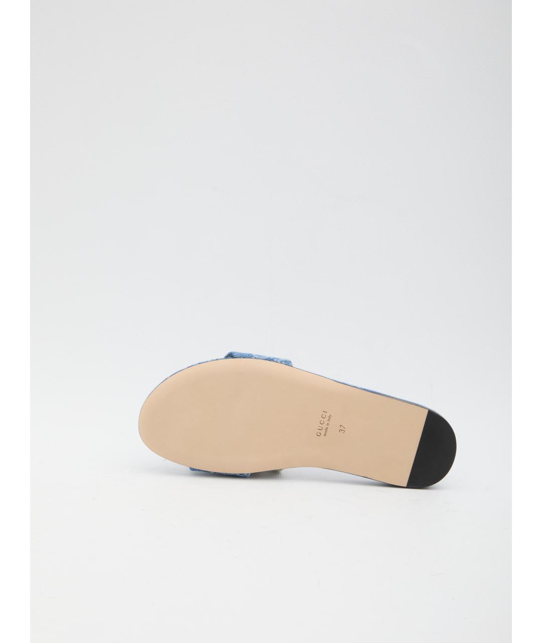 GUCCI Синие текстильные шлепанцы, фото 4