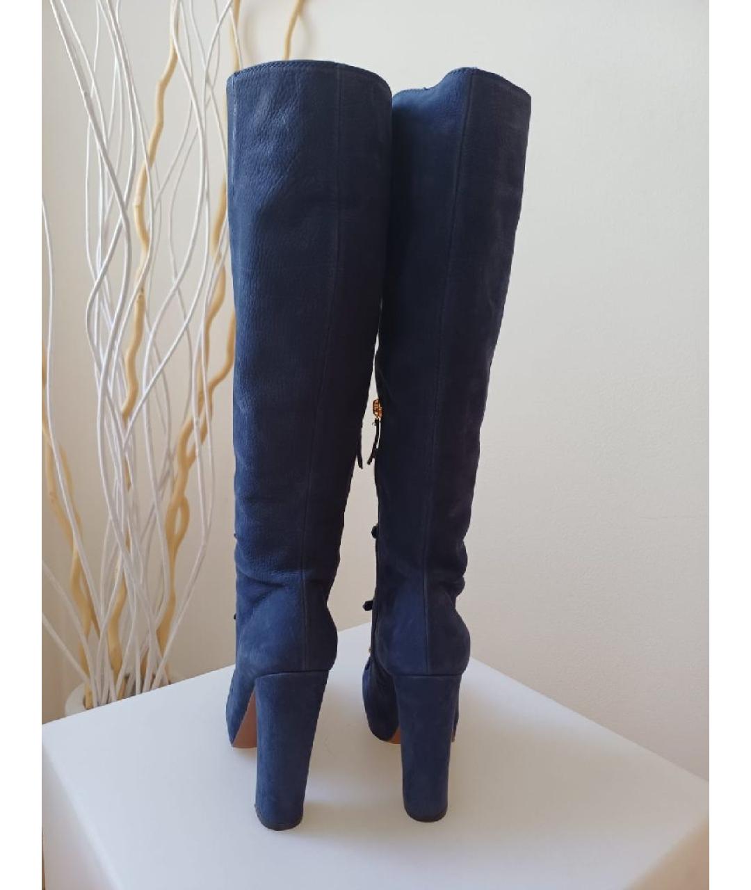 MOSCHINO Темно-синие нубуковые сапоги, фото 6