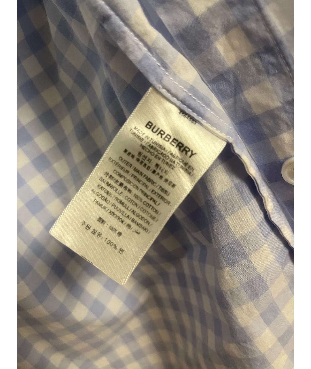 BURBERRY Голубая хлопковая рубашка, фото 4