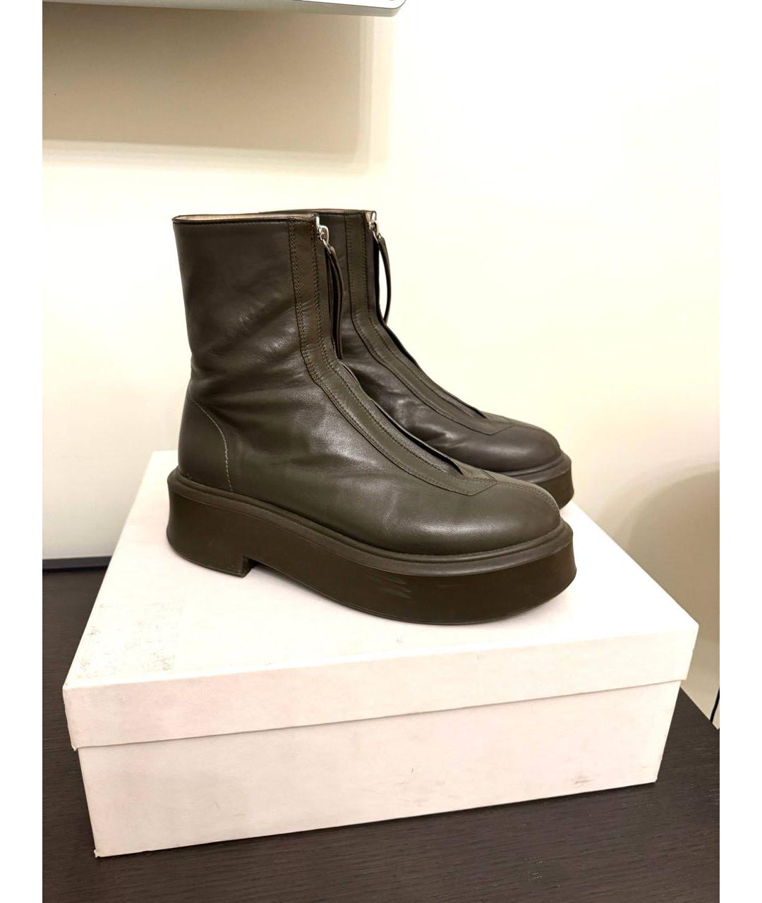 THE ROW Хаки кожаные полусапоги, фото 4