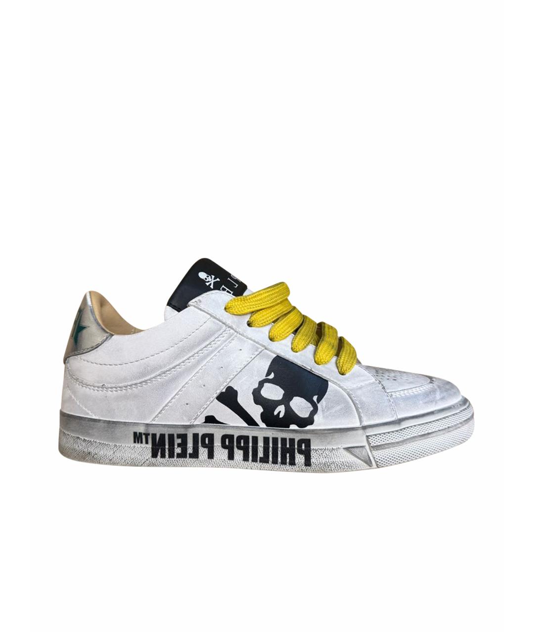 PHILIPP PLEIN Белые кожаные кеды, фото 1