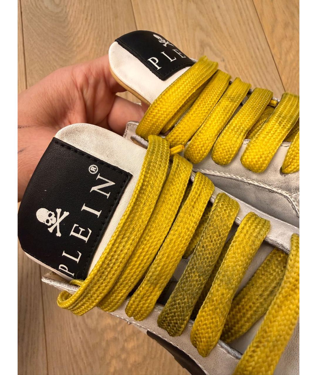 PHILIPP PLEIN Белые кожаные кеды, фото 4