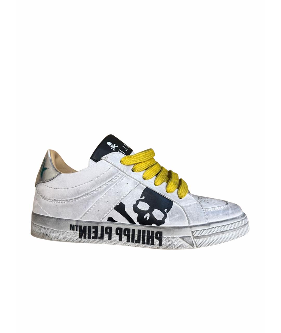 PHILIPP PLEIN Белые кожаные кеды, фото 5