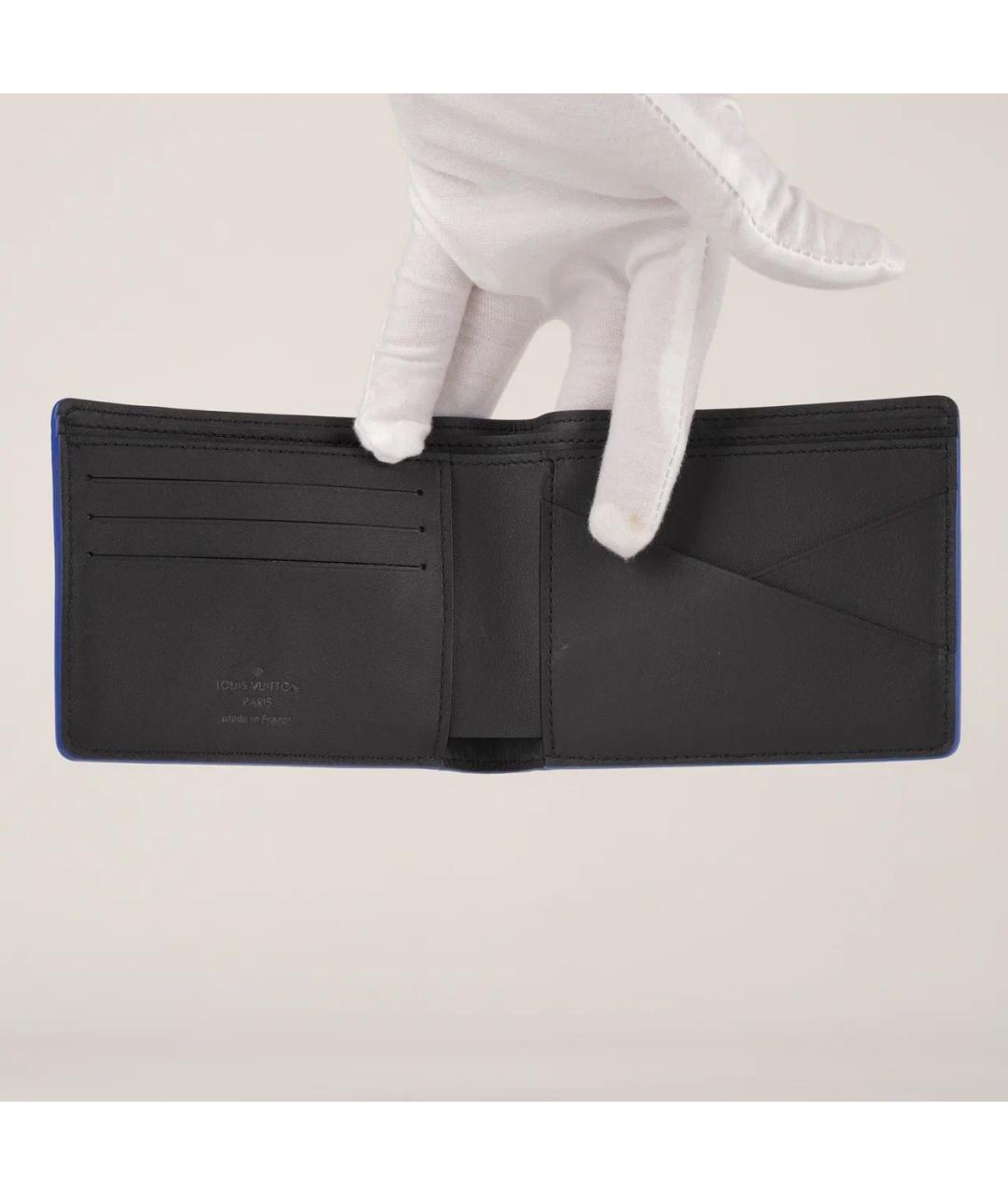 LOUIS VUITTON Синий кожаный кошелек, фото 7
