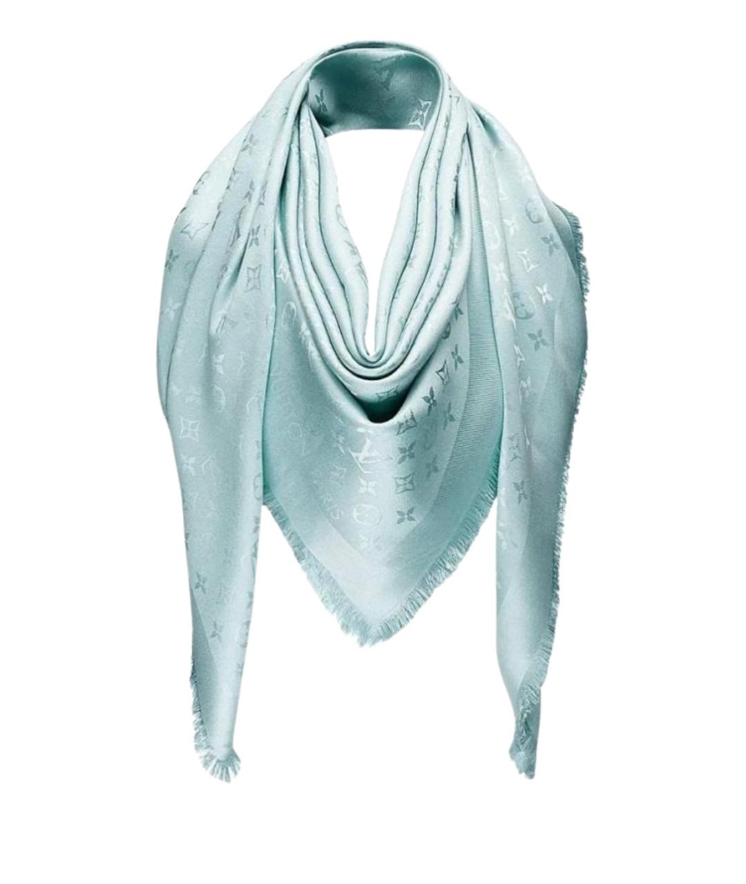 LOUIS VUITTON Голубой шерстяной платок, фото 1