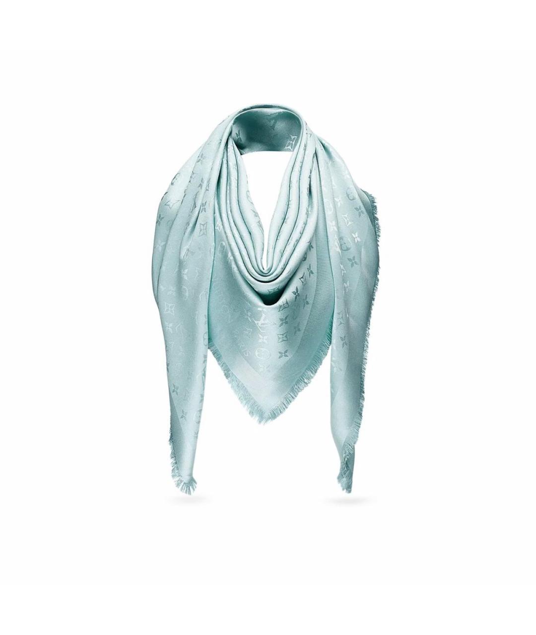 LOUIS VUITTON Голубой шерстяной платок, фото 9