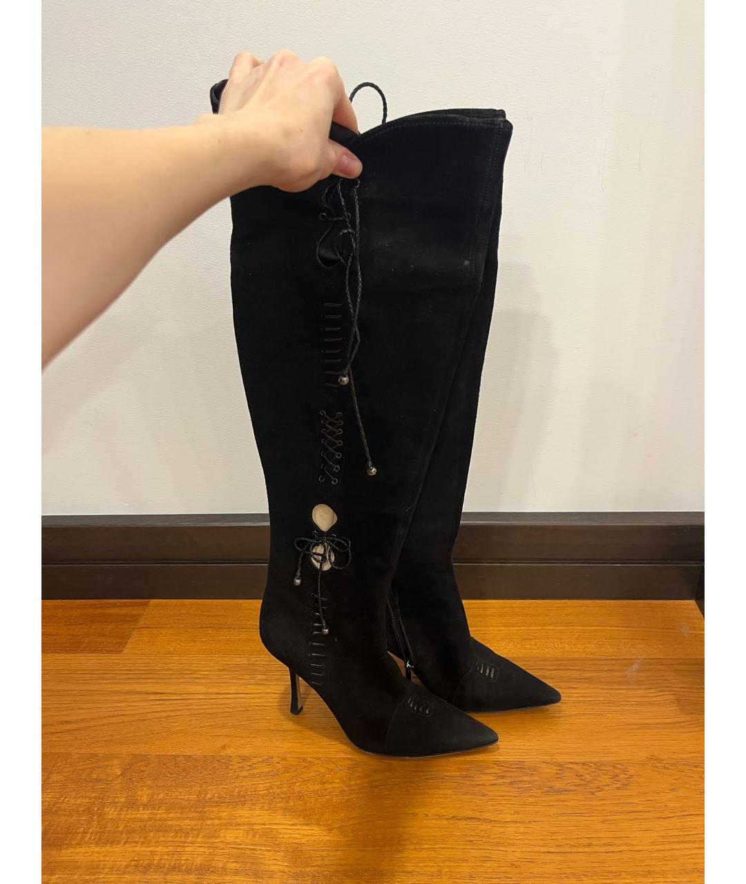 JIMMY CHOO Черные замшевые сапоги, фото 3
