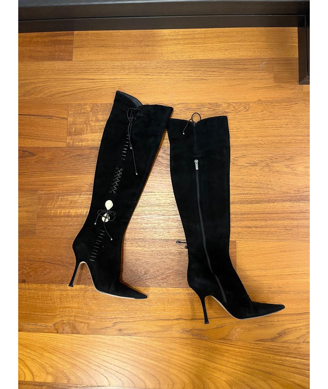 JIMMY CHOO Черные замшевые сапоги, фото 8