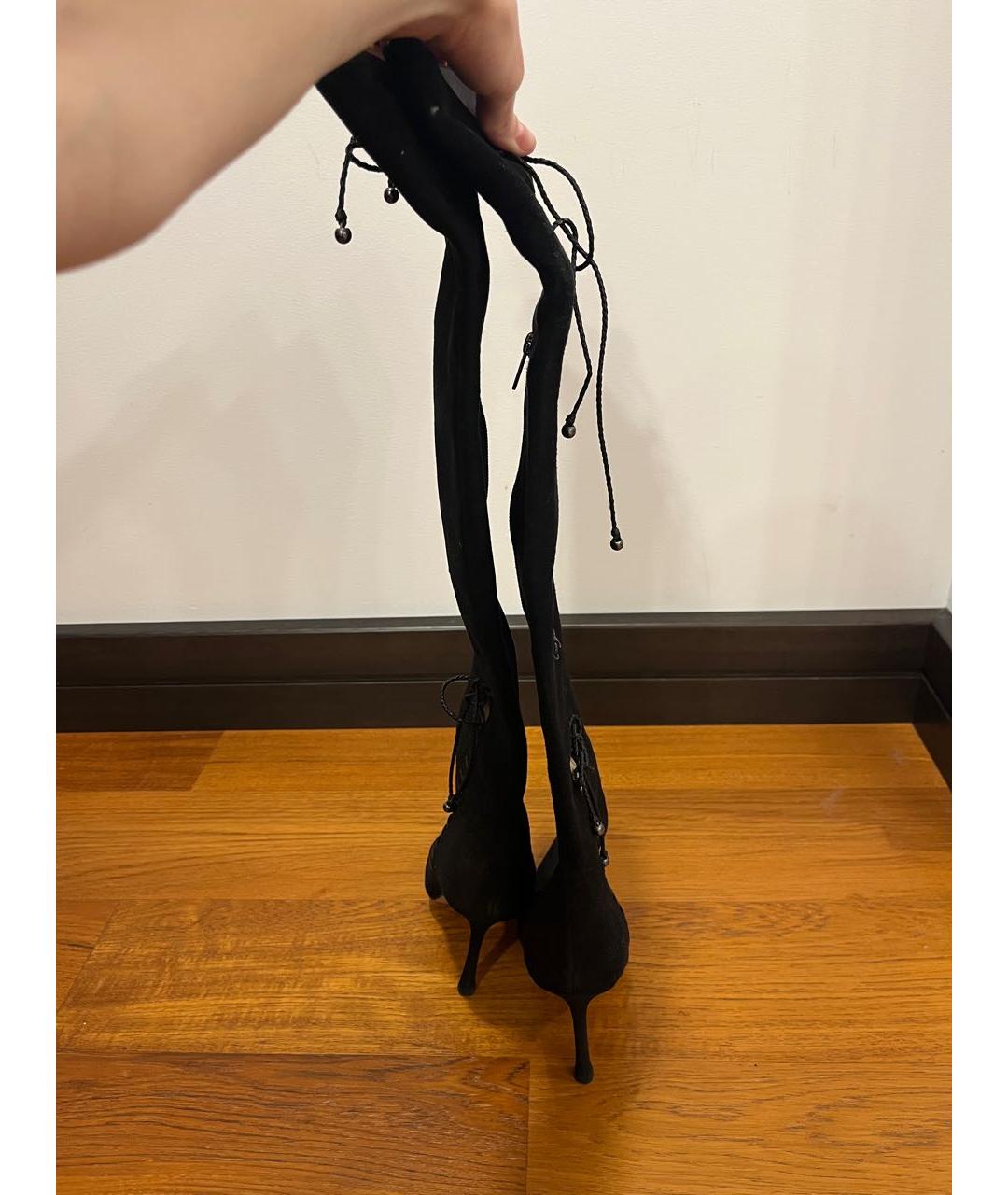 JIMMY CHOO Черные замшевые сапоги, фото 4