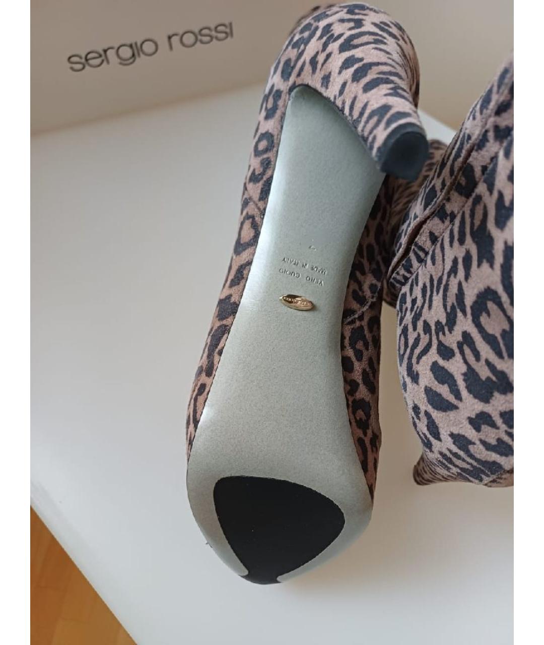 SERGIO ROSSI Коричневые замшевые ботильоны, фото 8