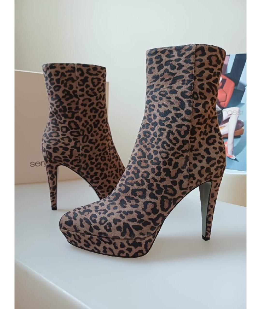 SERGIO ROSSI Коричневые замшевые ботильоны, фото 4