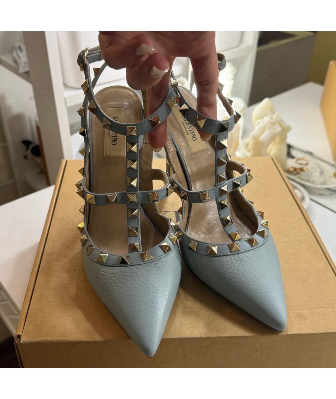 VALENTINO Голубые кожаные туфли, фото 2