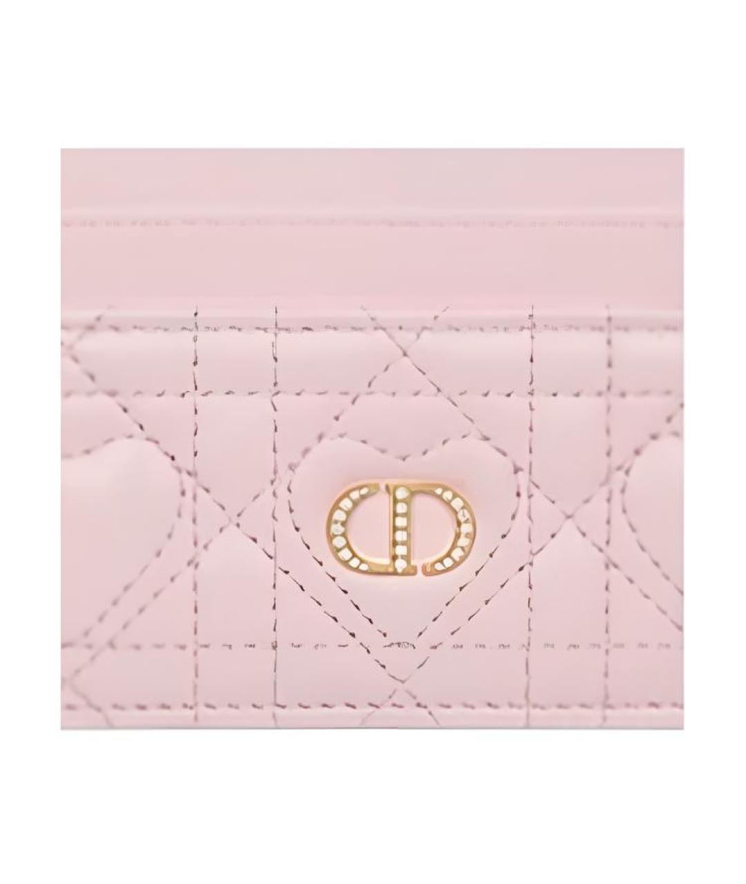 CHRISTIAN DIOR Розовый кожаный кардхолдер, фото 3