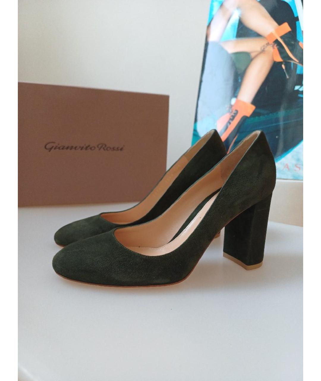 GIANVITO ROSSI Хаки замшевые туфли, фото 7