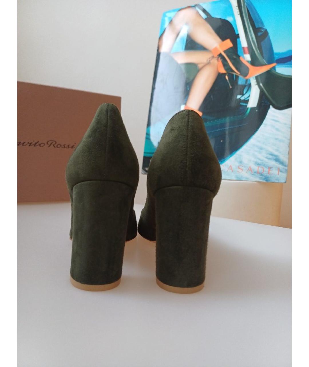 GIANVITO ROSSI Хаки замшевые туфли, фото 8