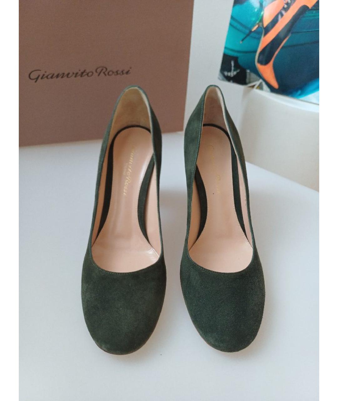 GIANVITO ROSSI Хаки замшевые туфли, фото 6