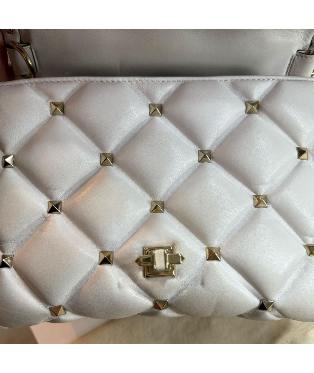 VALENTINO Белая кожаная сумка с короткими ручками, фото 5