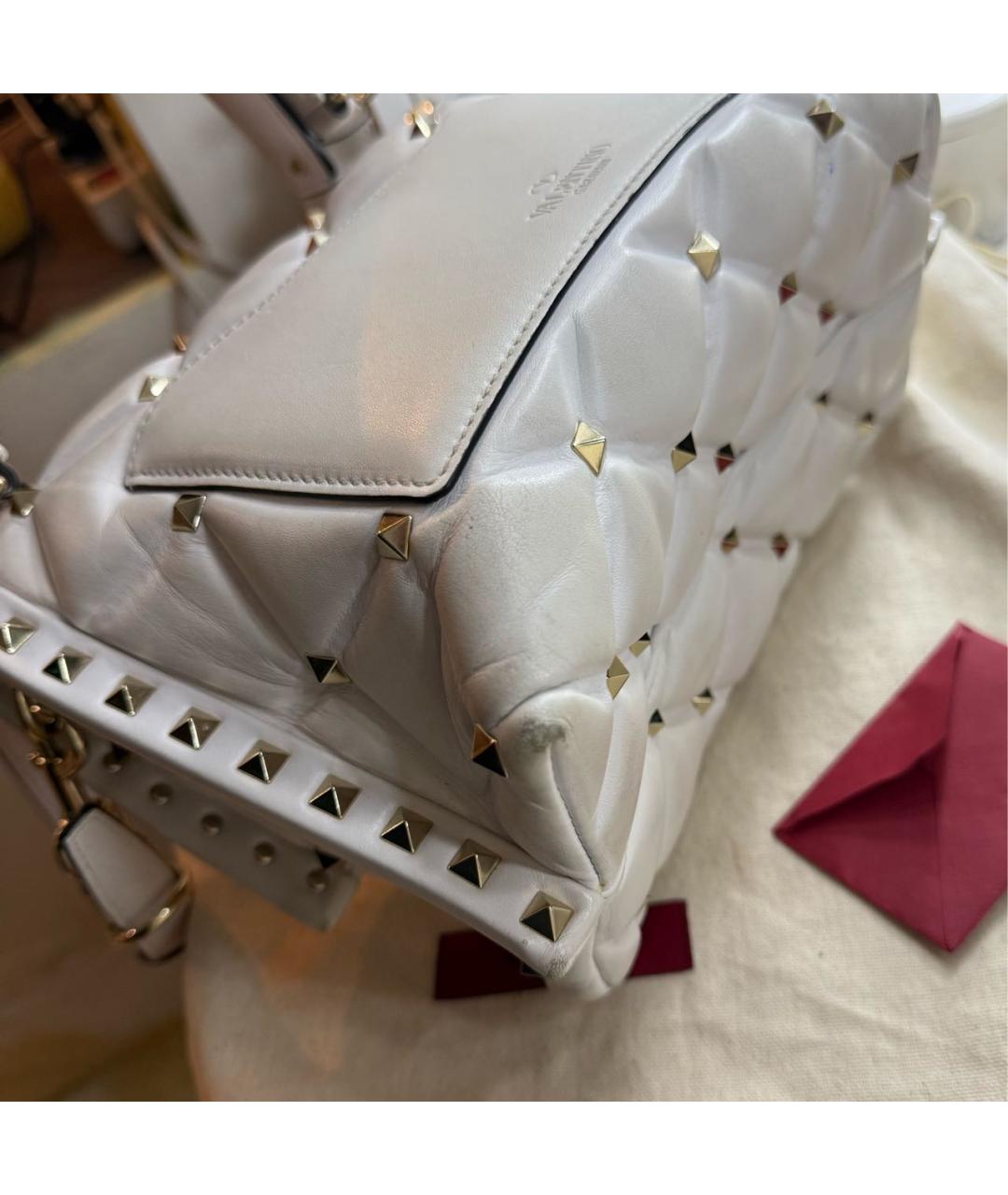 VALENTINO Белая кожаная сумка с короткими ручками, фото 2