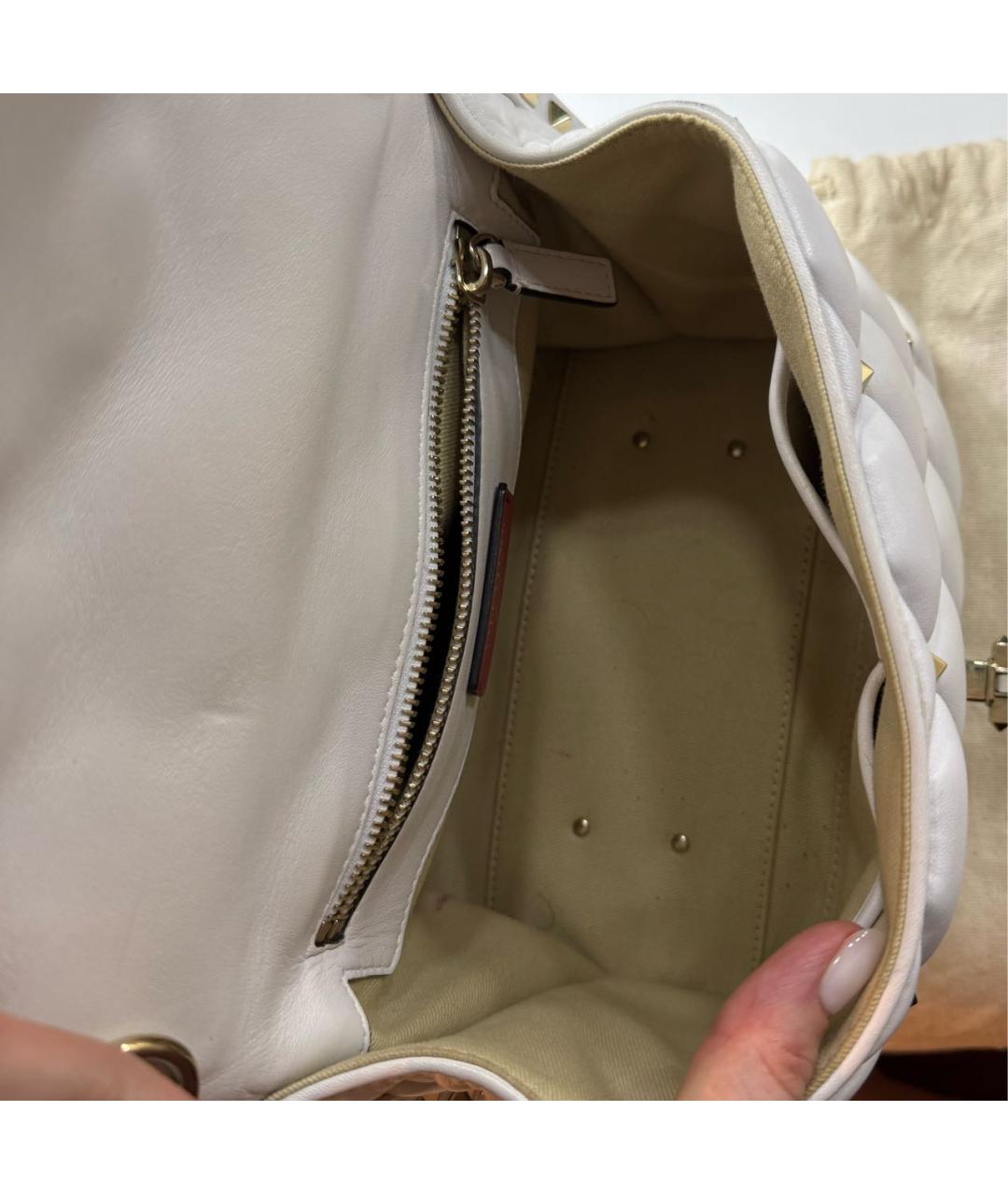 VALENTINO Белая кожаная сумка с короткими ручками, фото 7
