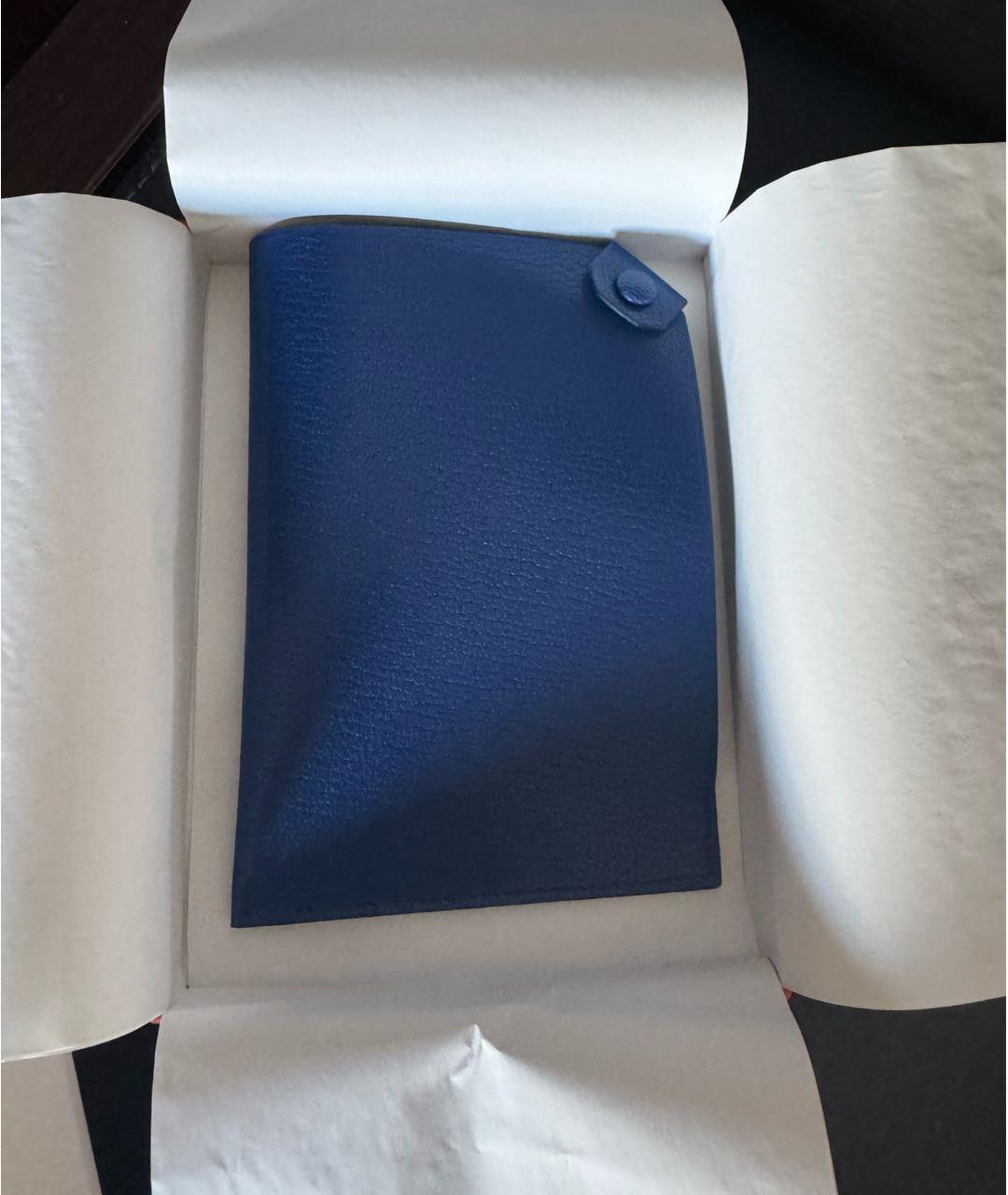 HERMES Синяя кожаная папка для документов, фото 3