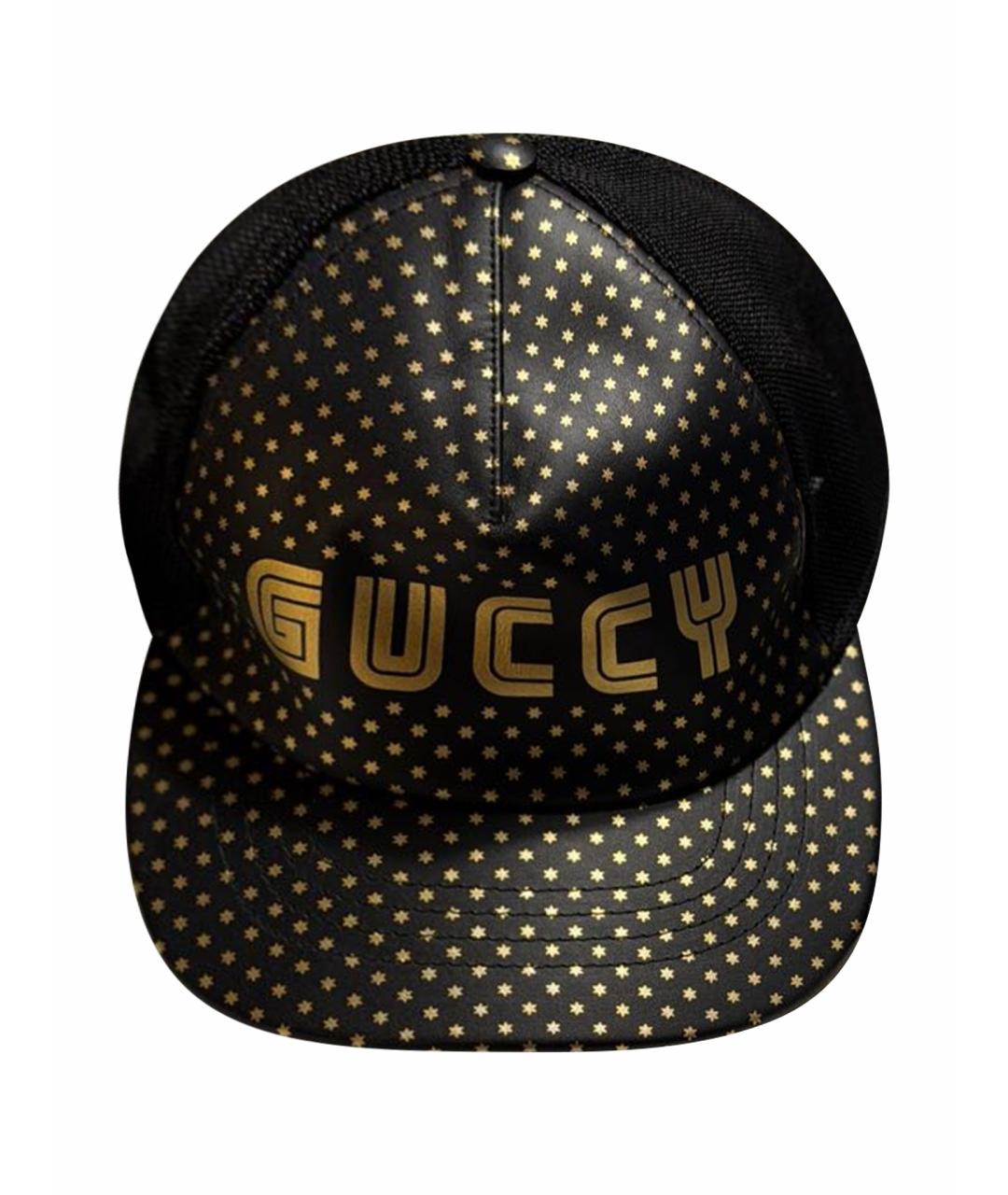 GUCCI Черная кожаная кепка, фото 1